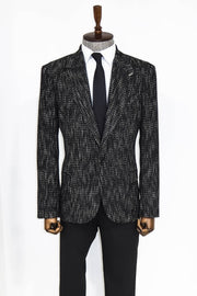 Slim Fit Patterned Sport Black Men Blazer - Wessi