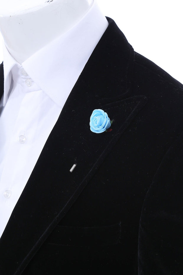 Men Blue Blossom Lapel Pin - Wessi