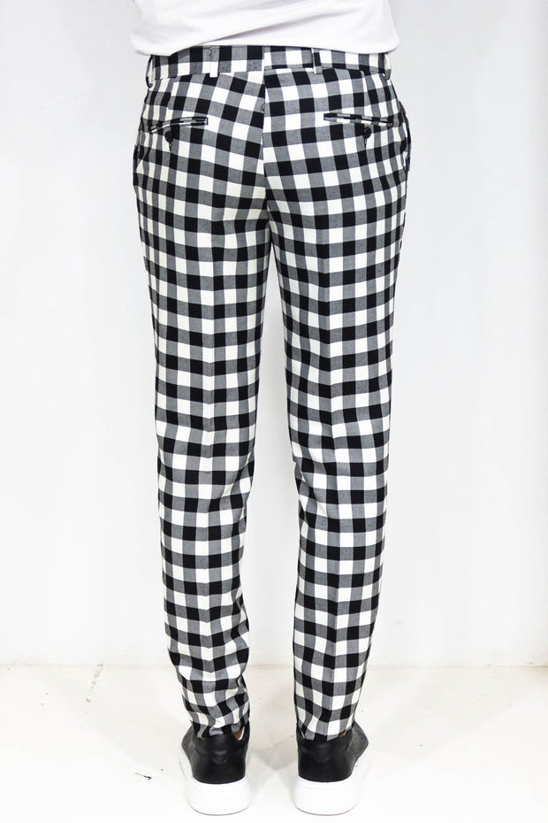 Slim Fit Checked Black Men Pants - Wessi