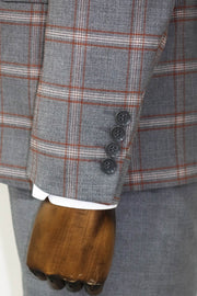 Checked Patterned Grey Slim Fit Suit - Wessi