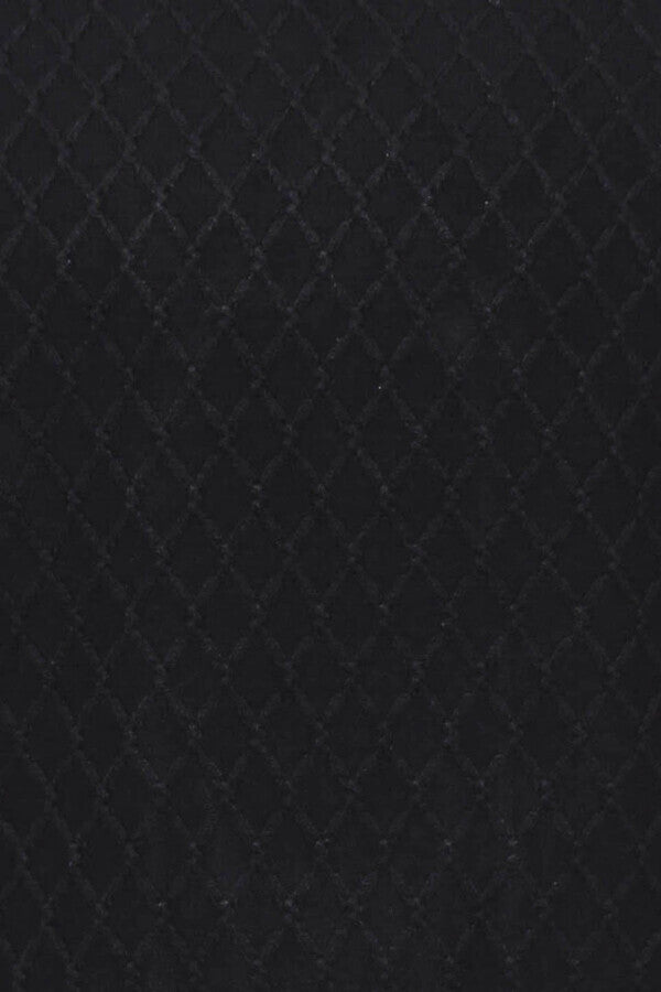 Diamond Pattern Circle Neck Navy Sweater - Wessi