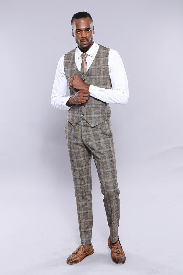 Checked Brown Vest | Wessi