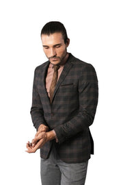 Slimfit Plaid Wool Blazer - Wessi