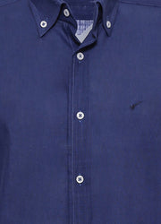 Linen Blend Short Sleeves Navy Blue Men Shirt - Wessi