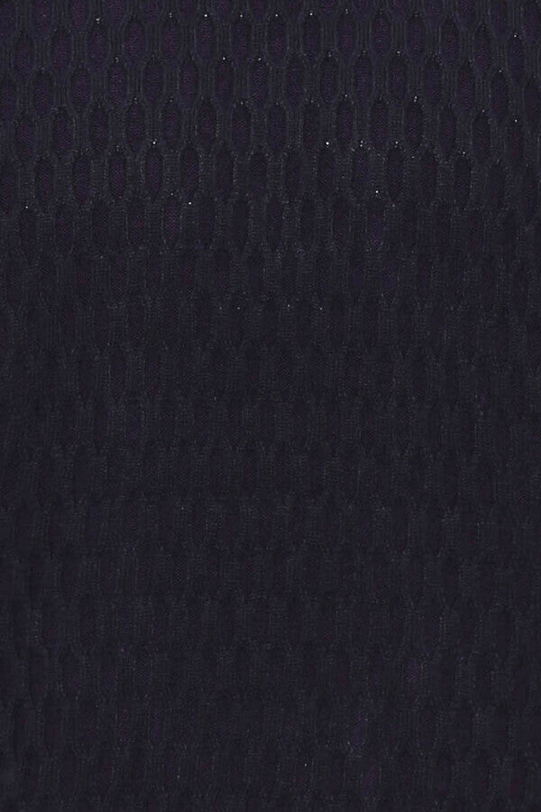 Navy Blue Diamond Patterned Circle Neck Sweater - Wessi