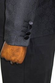 Pentagon Patterned Shawl Lapel Black Men Prom Blazer - Wessi