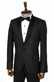 Pentagon Patterned Shawl Lapel Black Men Prom Blazer - Wessi