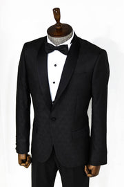 Pentagon Patterned Shawl Lapel Black Men Prom Blazer - Wessi