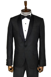 Pentagon Patterned Shawl Lapel Black Men Prom Blazer - Wessi