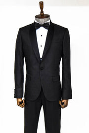 Pentagon Patterned Shawl Lapel Black Men Prom Blazer - Wessi