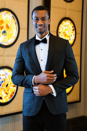Pentagon Patterned Shawl Lapel Black Men Prom Blazer - Wessi