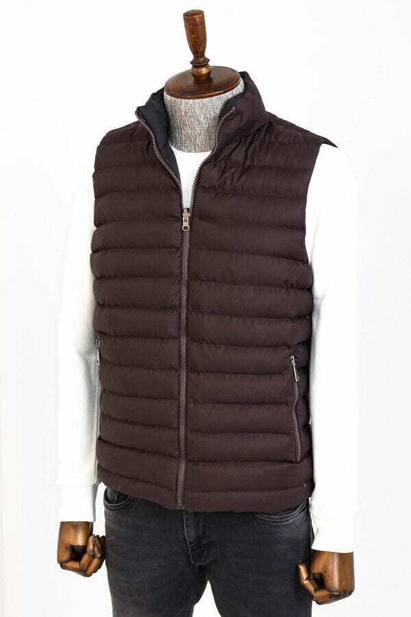 Reversible Puffer Brown Men Down Vest - Wessi