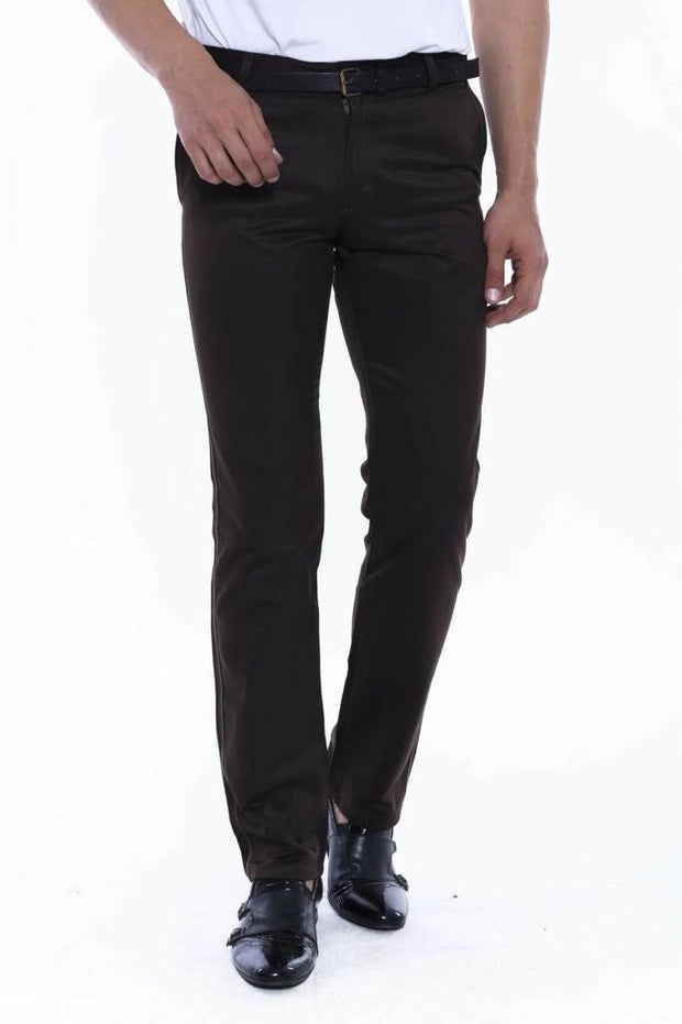 Brown Plain Men's Pants 28, 3-piece-suit, 30, 32, 34, 38, 40, Basic, Casual, Daily, Modern Fit, Office, Plain, Slim Fit, Slim Fit Trousers, Trouser OutletTrousers - wessi
