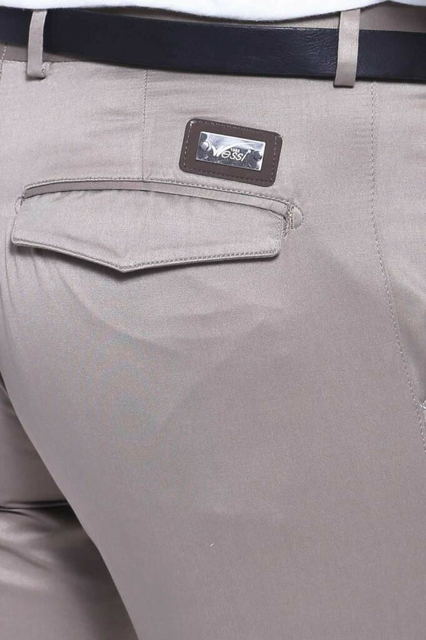 Amblemed Covered Pocket Cotton Cream Color Pants