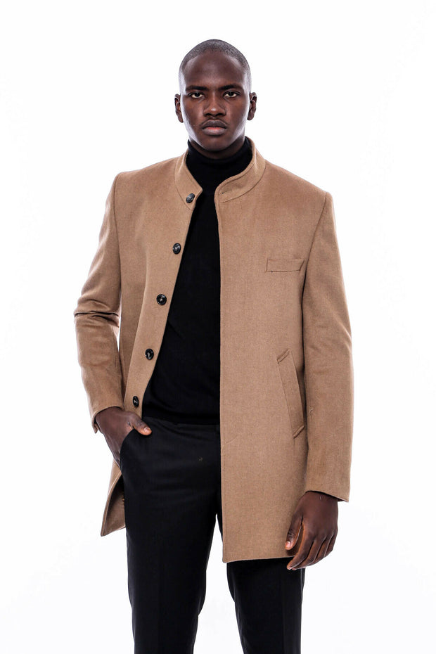 High collar camel sales coat