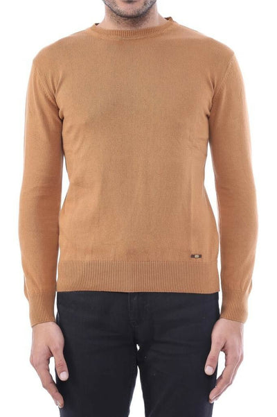 Circle Collar Camel Color Sweater 3-piece-suit, Brown, Crew Neck, Crew Neck Sweater, Daily, Knit, Knitwear, Modern Fit, S, Slim Fit, tan KnitwearCrew Neck Sweater - wessi