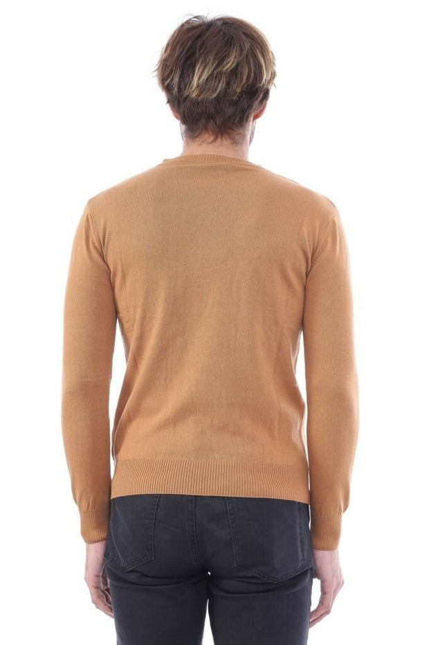 Circle Collar Camel Color Sweater 3-piece-suit, Brown, Crew Neck, Crew Neck Sweater, Daily, Knit, Knitwear, Modern Fit, S, Slim Fit, tan KnitwearCrew Neck Sweater - wessi