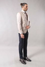 Colorful Yarn Elbow Modeled Blazer 3-piece-suit, 34, 40, 6 Drop, Basic, Casual Blazer, Essentials, Italian Suit, Men's Blazers, Modern Fit, Peak, Peak Lapel, Pink, Plain, purple, Slim Fit, Sl