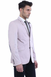 Colorful Yarn Elbow Modeled Cream Blazer 3-piece-suit, 34, 36, 38, 40, 42, 44, 46, Beige, Cream, Men's Blazers, Modern Fit, Slim Fit, Slim Fit Blazers OutletBlazer - wessi