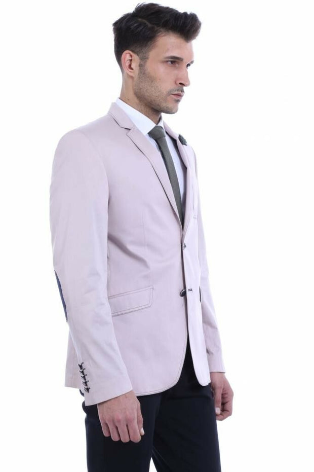 Colorful Yarn Elbow Modeled Cream Blazer 3-piece-suit, 34, 36, 38, 40, 42, 44, 46, Beige, Cream, Men's Blazers, Modern Fit, Slim Fit, Slim Fit Blazers OutletBlazer - wessi
