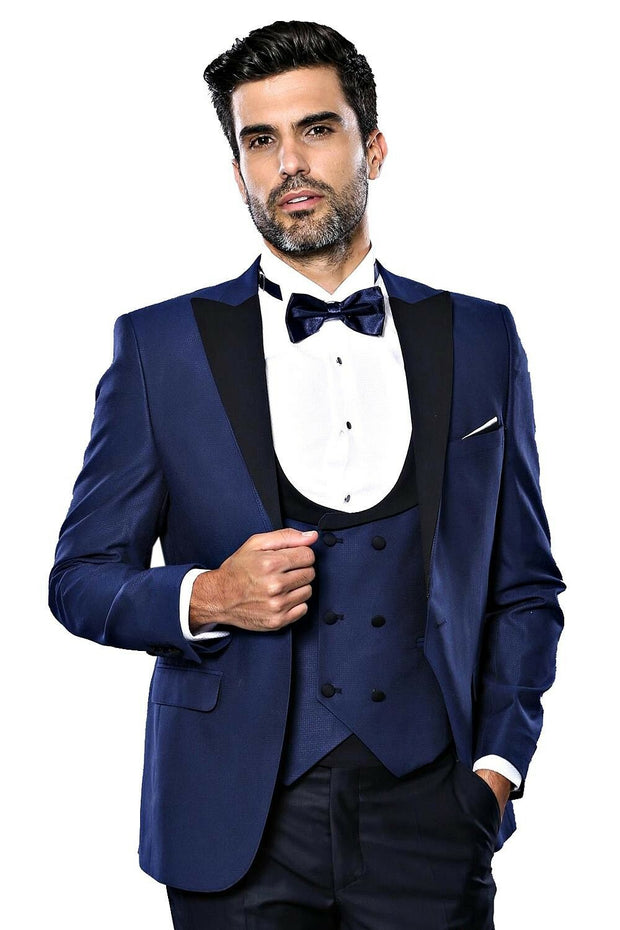 Slim fit sales navy blue tuxedo