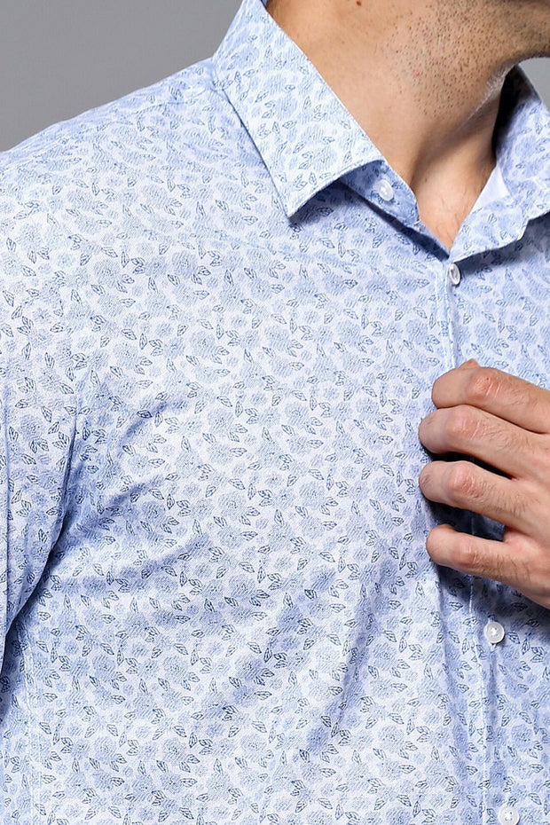 Floral Patterned Long Sleeve Blue Shirt | Wessi 3-piece-suit, blue, Casual, Cuff, Daily, Floral, Italian, Long Sleeve, M, Modern Fit, Patterned, S, Shirt, Slim Fit, Slim Fit Shirt, Sport Shir
