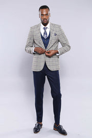 Grey Blazer Navy Vest Combined Suit Wessi