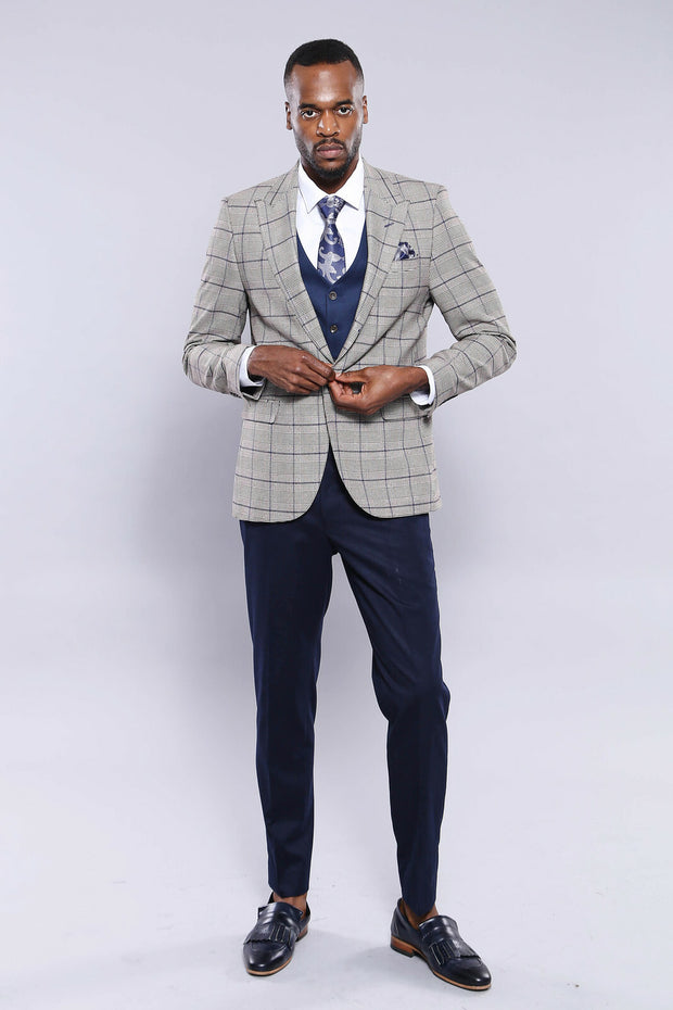 Grey Blazer Navy Vest Combined Suit Wessi