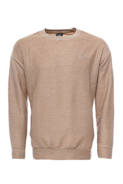 Horizontal Striped Beige Men's Sweatshirt Basic, Crew Neck, Daily, Embroidered, Essentials, Modern Fit, Slim Fit, Sport, Sport Clothing, Striped, Sweatshirt Sport ClothingSweatshirt - wessi