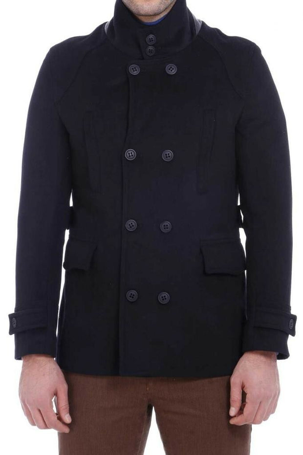 Mandarin Collar Black Cachet Coat 3-piece-suit, 42, 44, 46, Black, Coat, Double Breasted, Kaban, Modern Fit, Outwear, Slim Fit OutletCoat - wessi
