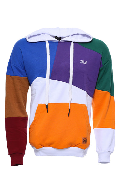 Multicolor Patchwork Hooded Sweatshirt Modern Fit, Printed, purple, Slim Fit, Sport Clothing, Sweatshirt, Sweatshirt Hooded Sport ClothingSweatshirt - wessi