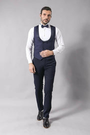 Navy Blue Vested Tuxedo | Wessi 3-piece-suit, 34, 36, 38, 40, 42, 44, 46, Blue, Double Breasted, Modern Fit, Navy, navy-blue, Party, Peak, Peak Lapel, Slim Fit, Slim Fit Suit, Suit, Wedding O