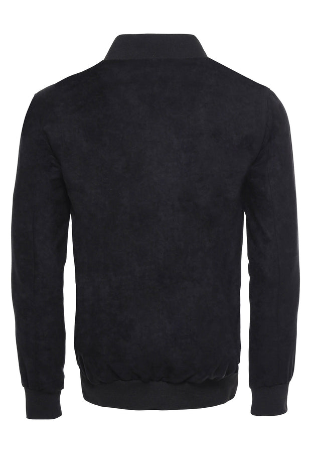 Navy Patch Pockets Suede Bomber Coat $100 - $150, 36, 38, 40, 42, 44, 46, 48, Blue, Bomber Jacket, Modern Fit, Navy, Outwear, Patch Pockets, Slim Fit, Suede, Velvet, Zippered OutwearBomber Ja