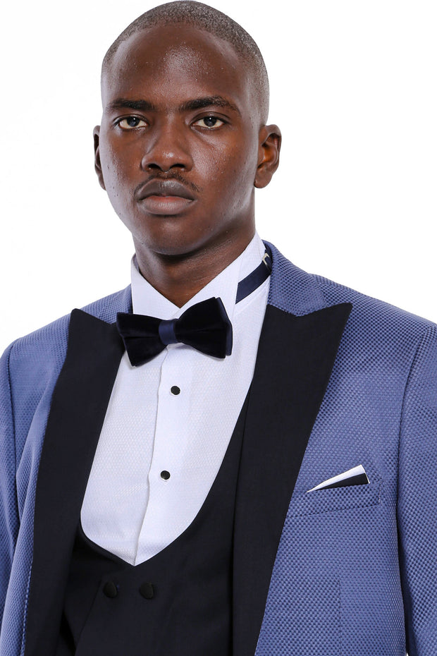 Tan tux 2025 with navy blue