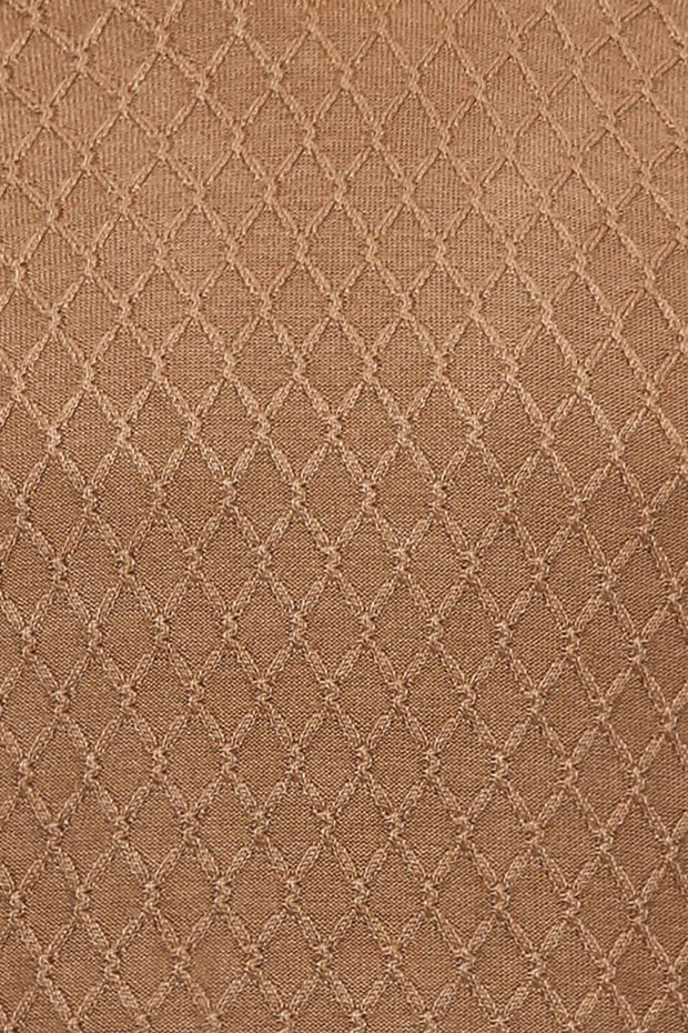 Patterned Camel Half Turtleneck Sweater 3-piece-suit, Checked, Daily, Knit, Knitwear, L, M, Modern Fit, Patterned, Plaid, Slim Fit, tan, Turtle Neck, Turtle Neck Sweater, Turtleneck, XL Knitw