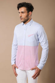 Pink Blue Shirt for Men | Wessi 3-piece-suit, Beige, Casual, Casual Shirt, Cream, Daily, Italian, Modern Fit, Pink, Plain, Shirt, Slim Fit ShirtCasual Shirt - wessi