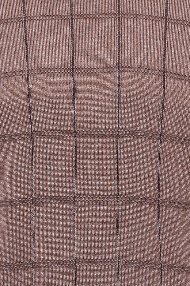 Plaid Half Turtleneck Beige Sweater 3-piece-suit, Checked, Daily, Knit, Knitwear, L, M, Modern Fit, Patterned, Plaid, Slim Fit, Turtle Neck, Turtle Neck Sweater, Turtleneck, XL, XXL KnitwearT