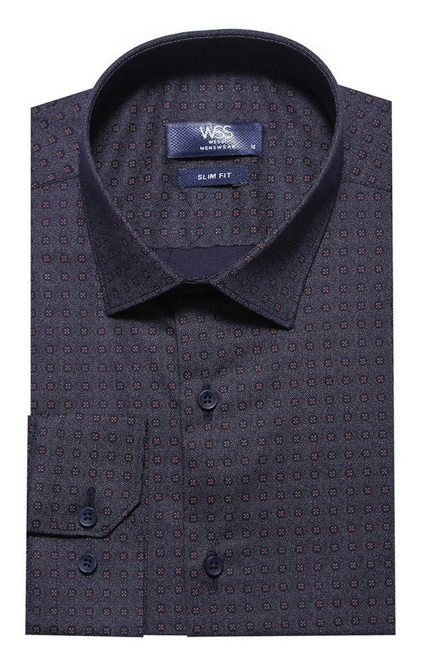 Self Coffee Color Point Pattern Smoked Color Slimfit  Shirt 3-piece-suit, Brown, Casual, Casual Shirt, Daily, Dot Patterned, Italian, Modern Fit, Patterned, Shirt, Slim Fit ShirtCasual Shirt 