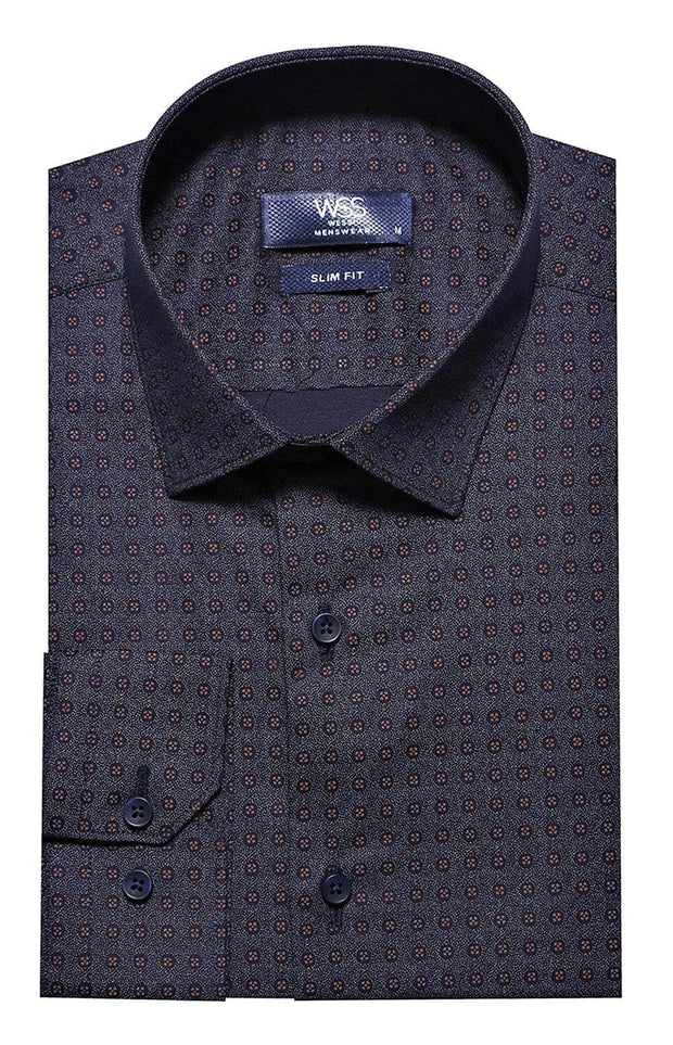 Self Coffee Color Point Pattern Smoked Color Slimfit  Shirt 3-piece-suit, Brown, Casual, Casual Shirt, Daily, Dot Patterned, Italian, Modern Fit, Patterned, Shirt, Slim Fit ShirtCasual Shirt 