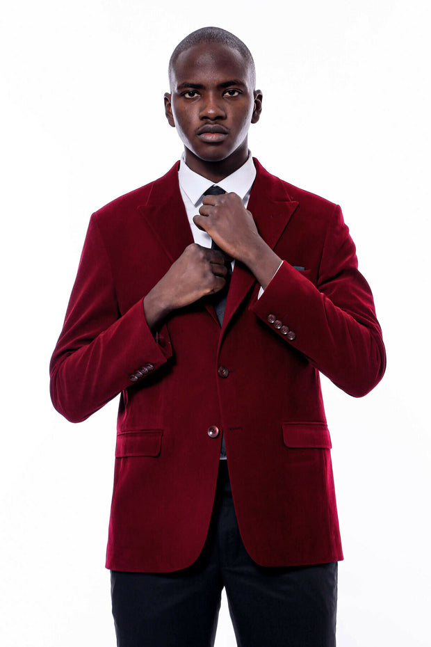 Mens red 2025 velour blazer
