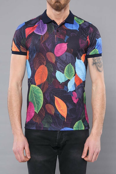 Multicolor Printed Polo T-Shirt 3-piece-suit, Daily, Floral, Knit, Modern Fit, Polo, Polo T-Shirt, Printed, purple, S, Slim Fit, T-Shirt, XL OutletT-shirt - wessi