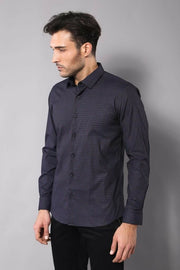 Self Burgundy Color Point Pattern Navy Blue Slimfit Shirt 3-piece-suit, Blue, Burgundy, Casual, Casual Shirt, Daily, Dot Patterned, Italian, Modern Fit, Navy, navy-blue, Patterned, Shirt, Sli
